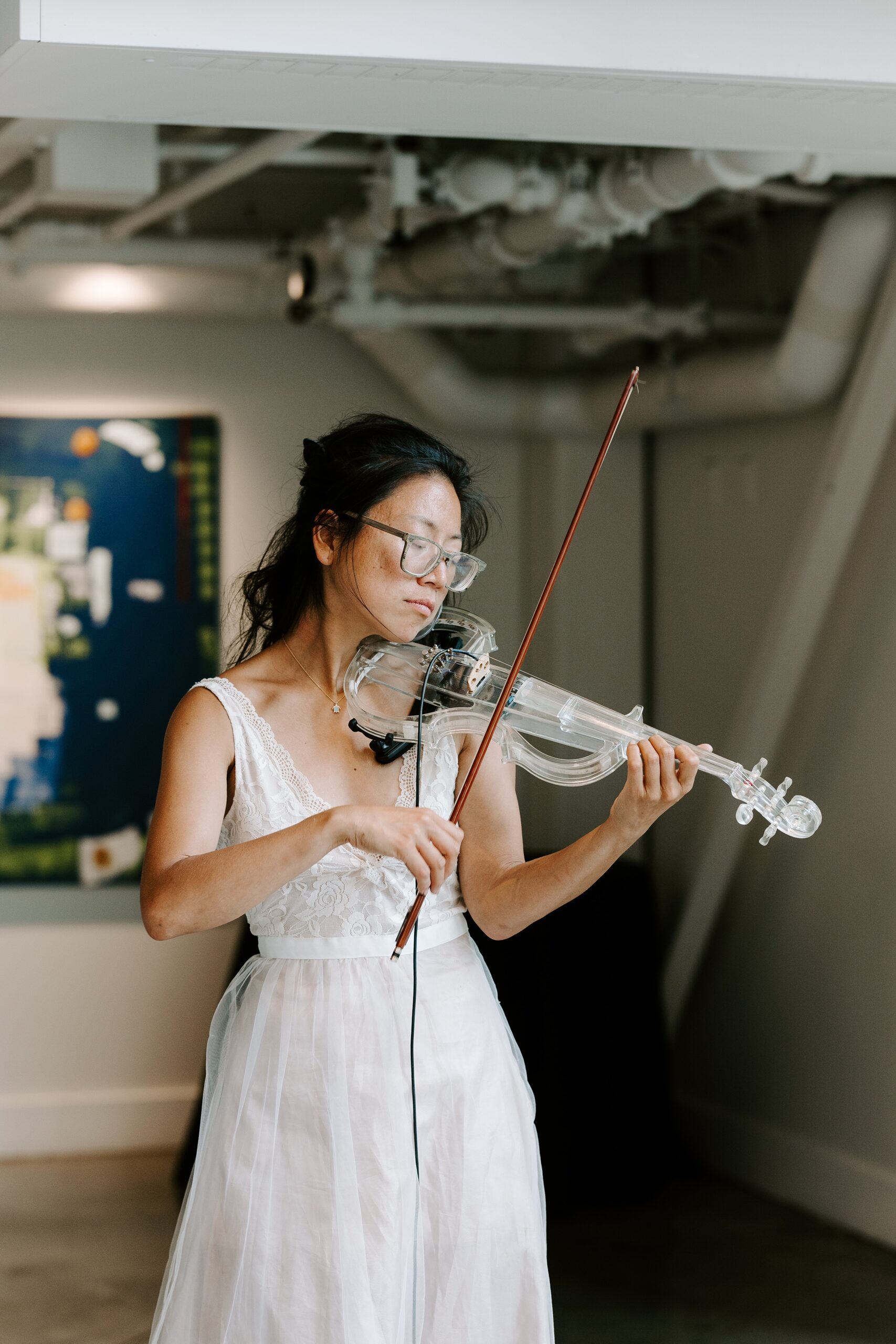 Violin player during the Artists for Humanity ceremony