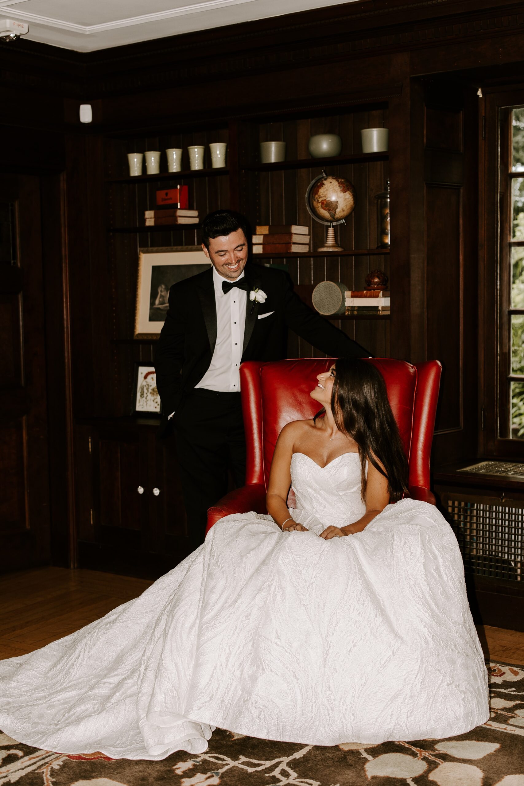 Bride and groom pose at Willowdale Estate