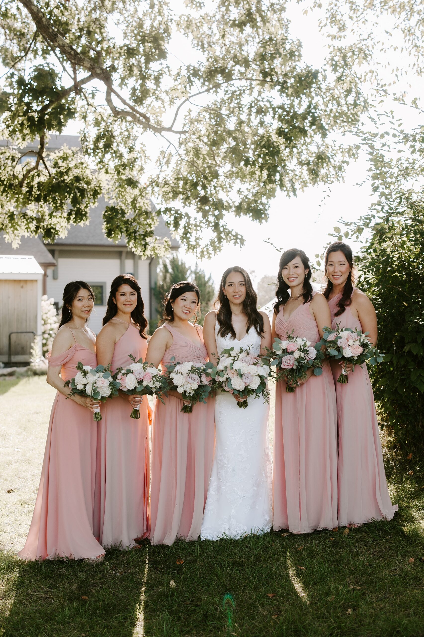 Bride with her bridesmaids at the LaBelle Winery wedding
