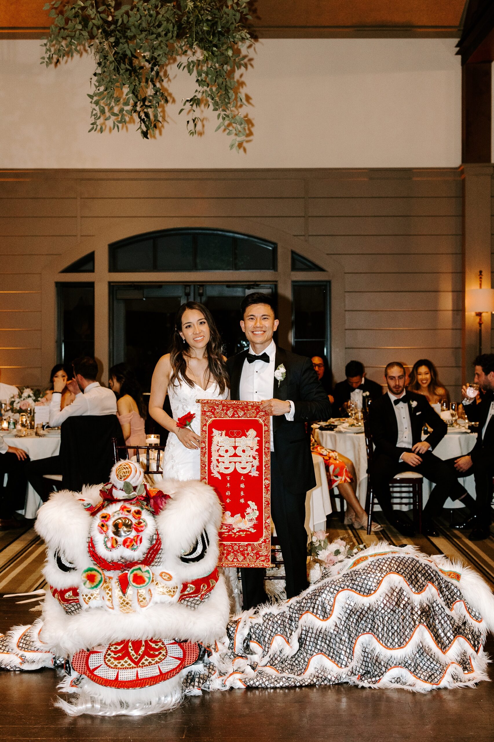 Bride and groom had a Lion Dance at their reception