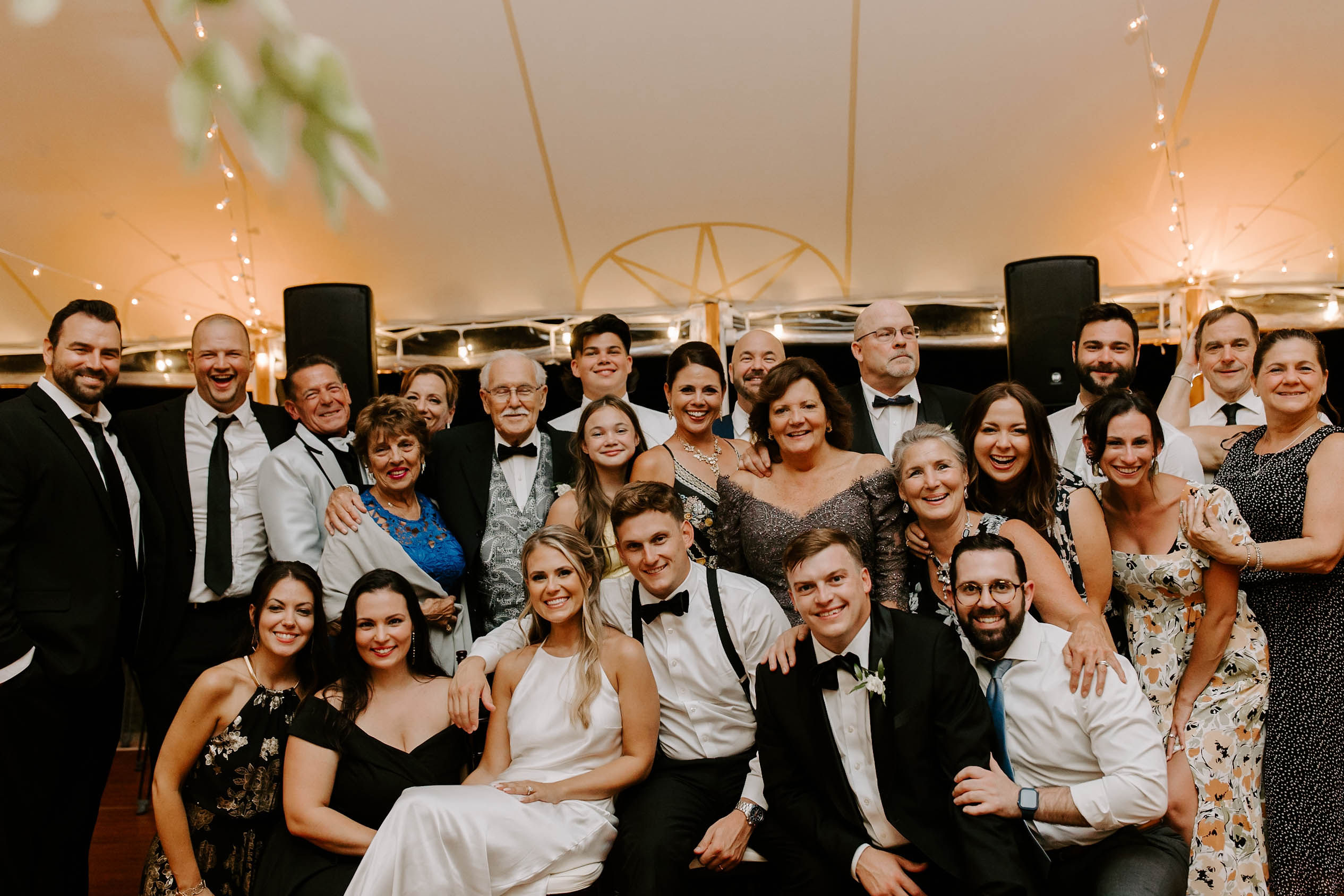 Wedding reception group poses together after a dreamy Boston wedding