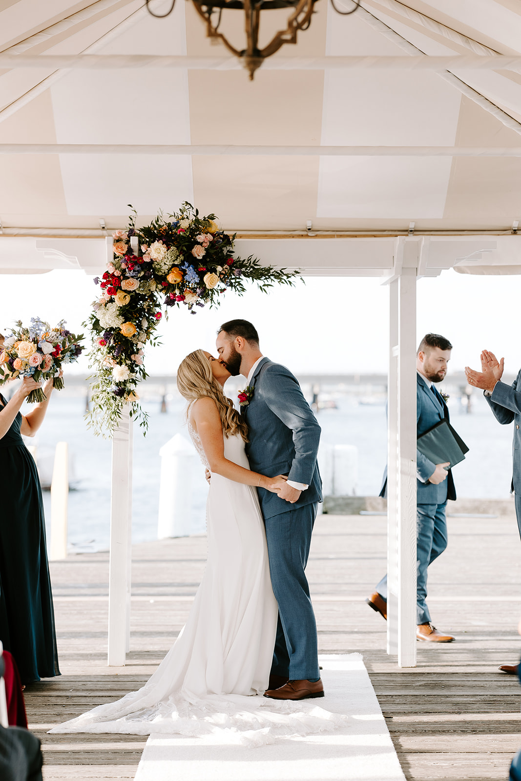 Stunning wedding ceremony with the marina in the background