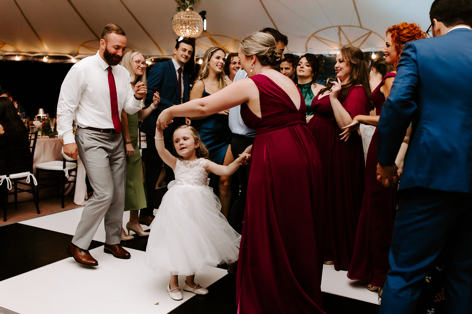Guests enjoy dancing together during the stunning willowdale estate wedding reception z