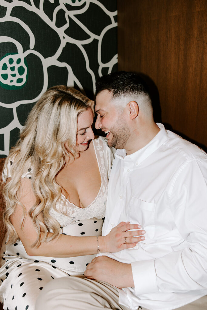 Candid couple laughing