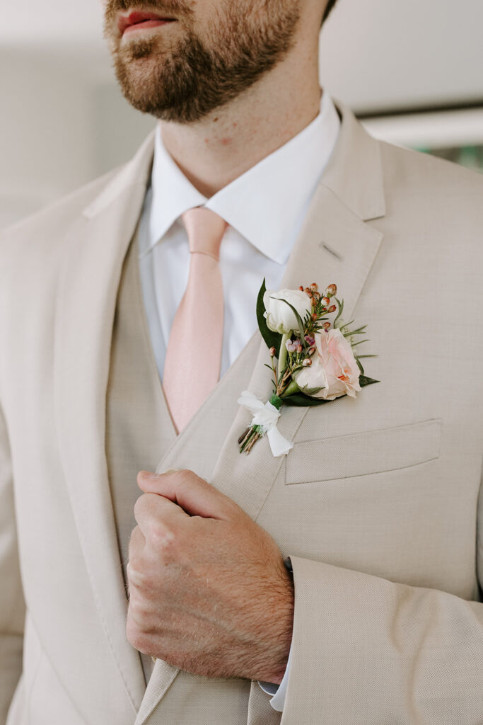 groom tuxedo and boutenniere