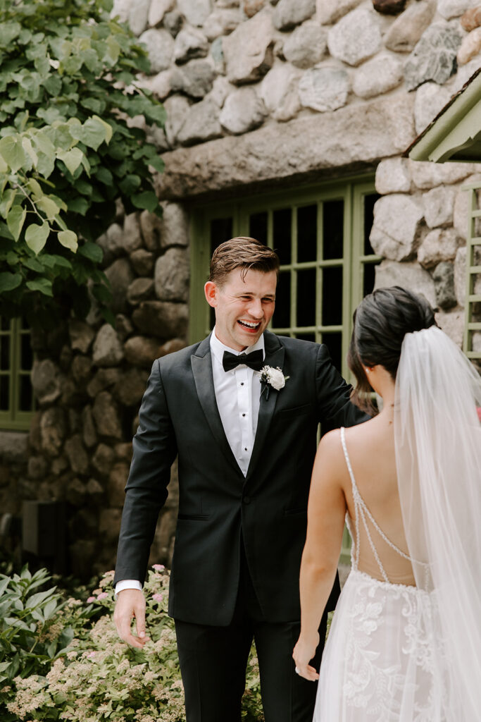 groom reaction during first look
