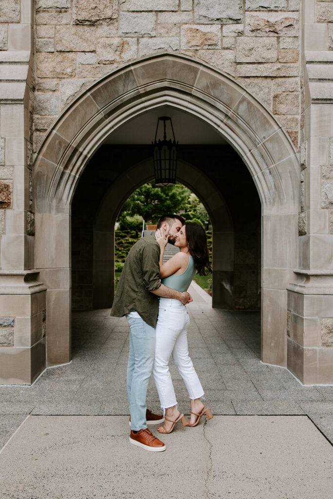 Couple hugging and laughing in natural candid moment