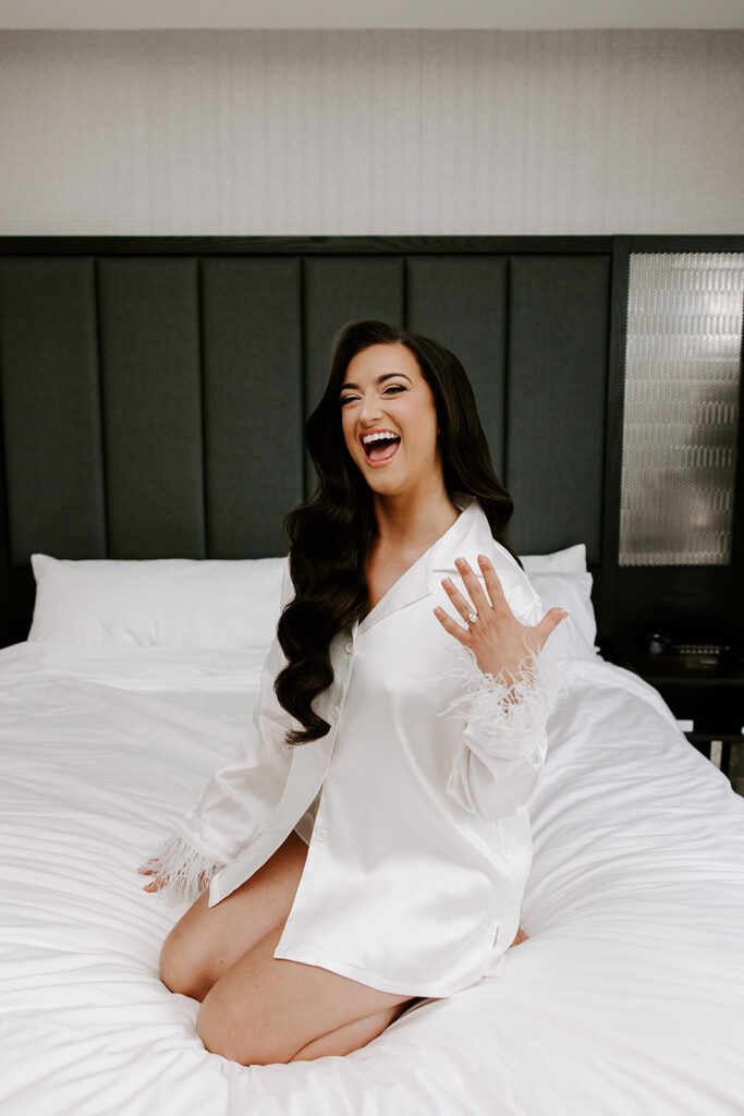 Bride getting ready at Patriot Place bridal suite