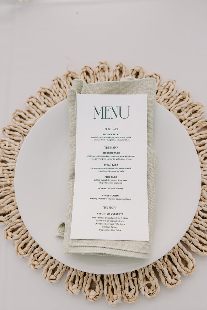 backyard tent menu for dinner