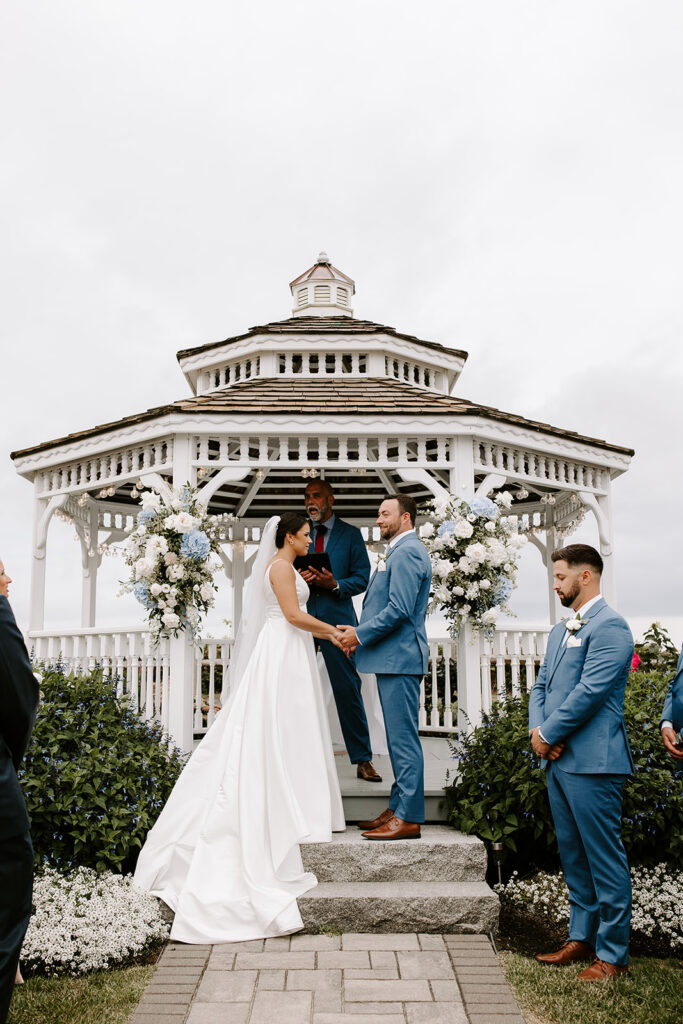 Outdoor ceremony setup overlooking the water at White Cliff Country Club