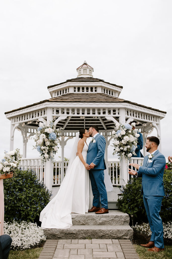 First kiss as newlyweds at White Cliff Country Club