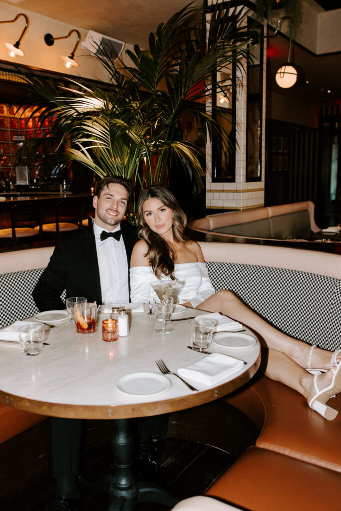 Direct flash engagement photo of couple at Rochambeau Boston