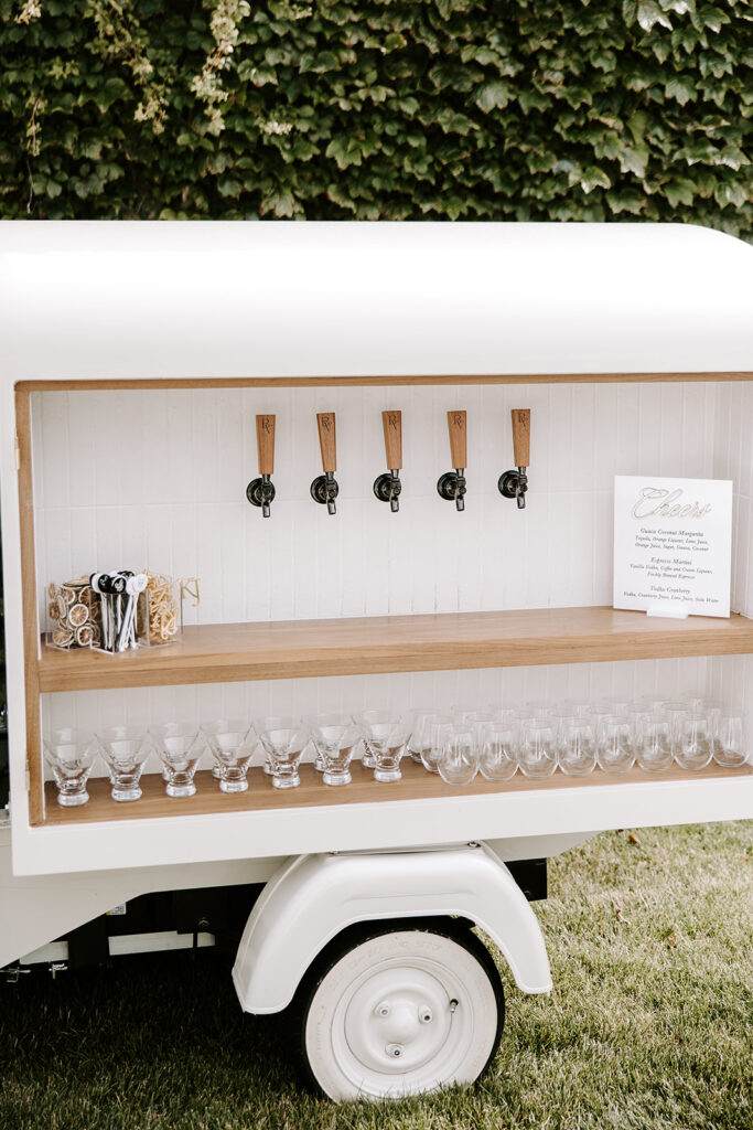 Drink cart by Bevi e Vivi with custom wedding cocktails
