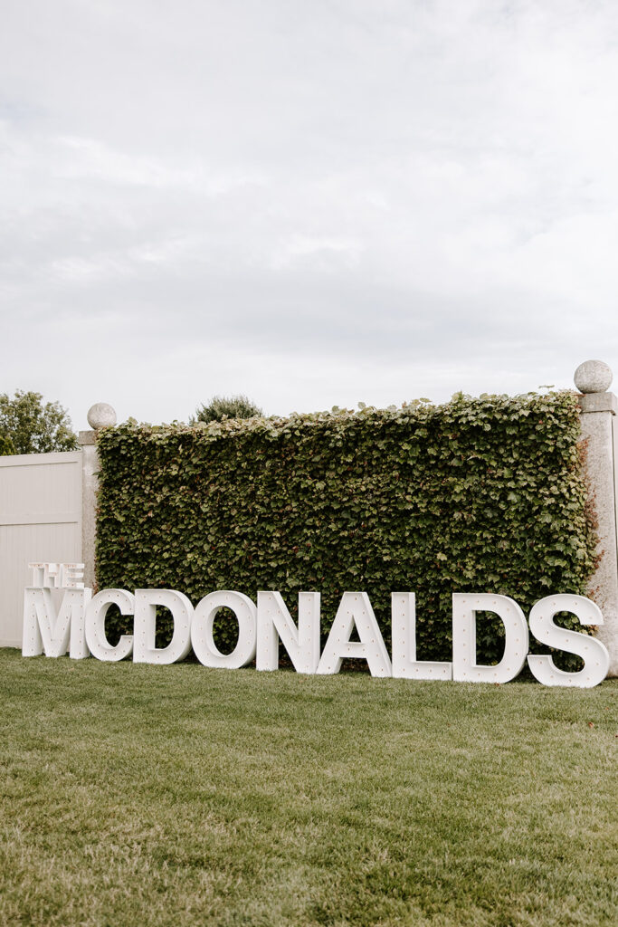 bride and groom last name sign
