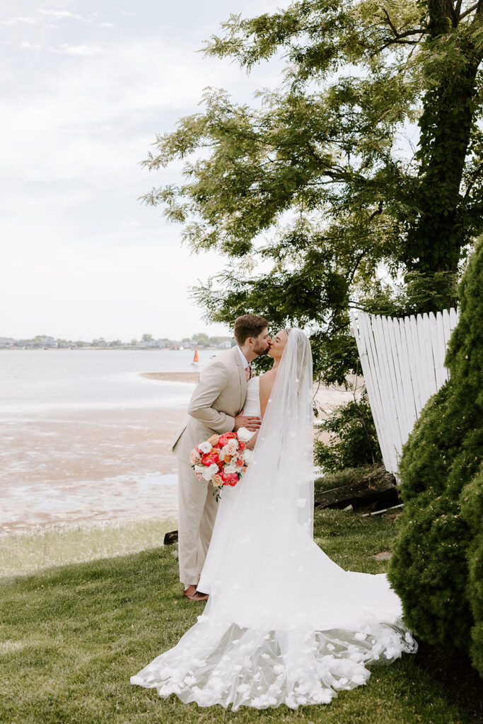 bride and groom kissing