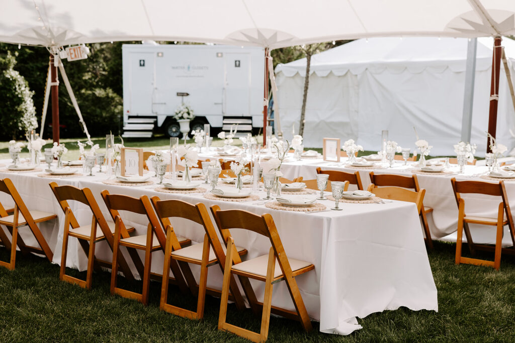 wedding reception details under tent
