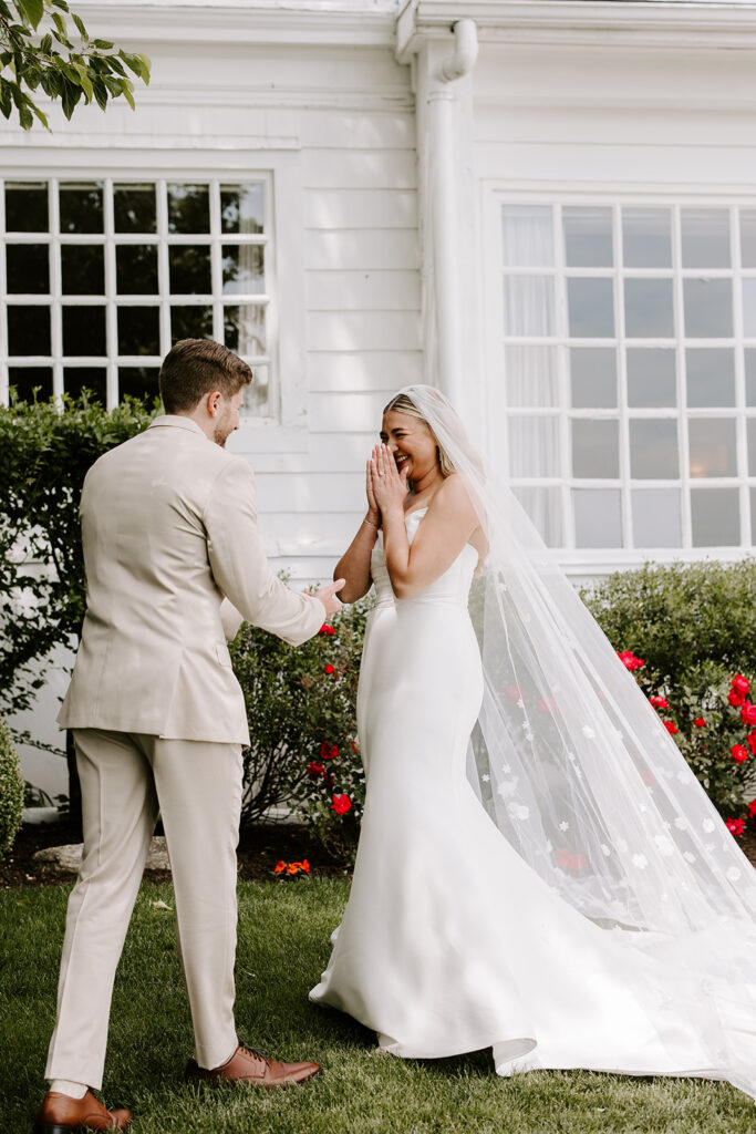 bride crying first look emotional