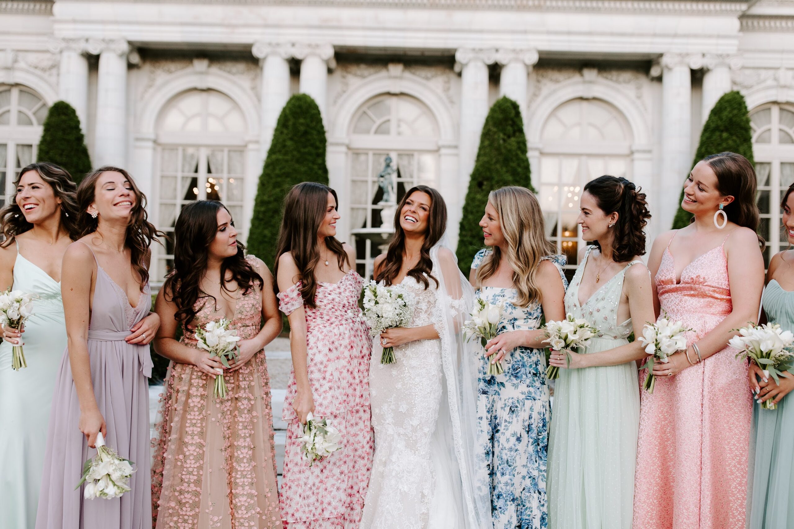 Golden hour portraits at Rosecliff Mansion Newport RI wedding photographer