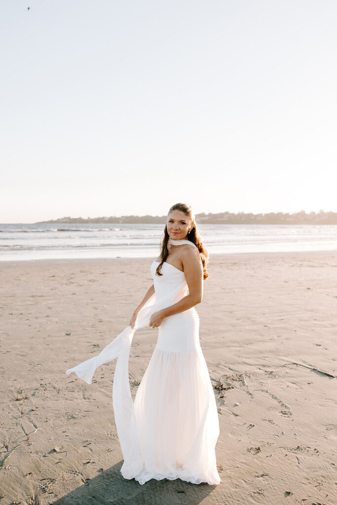 Bride and groom sunset portraits at Newport Beach House First Beach Rhode Island