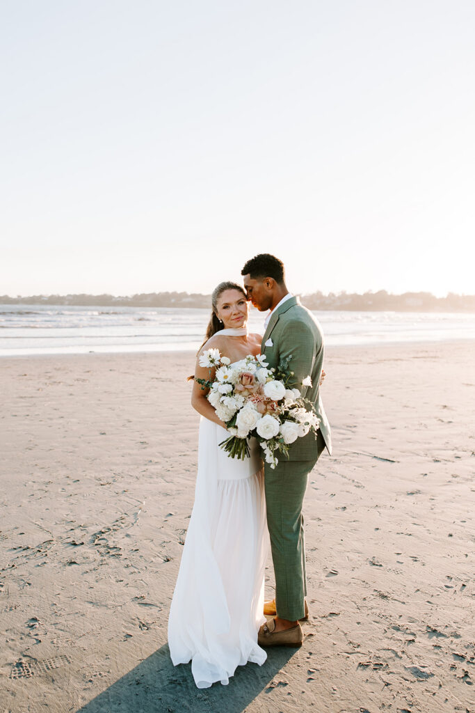 Couple portraits on the beach at Newport Beach House Rhode Island wedding photographer