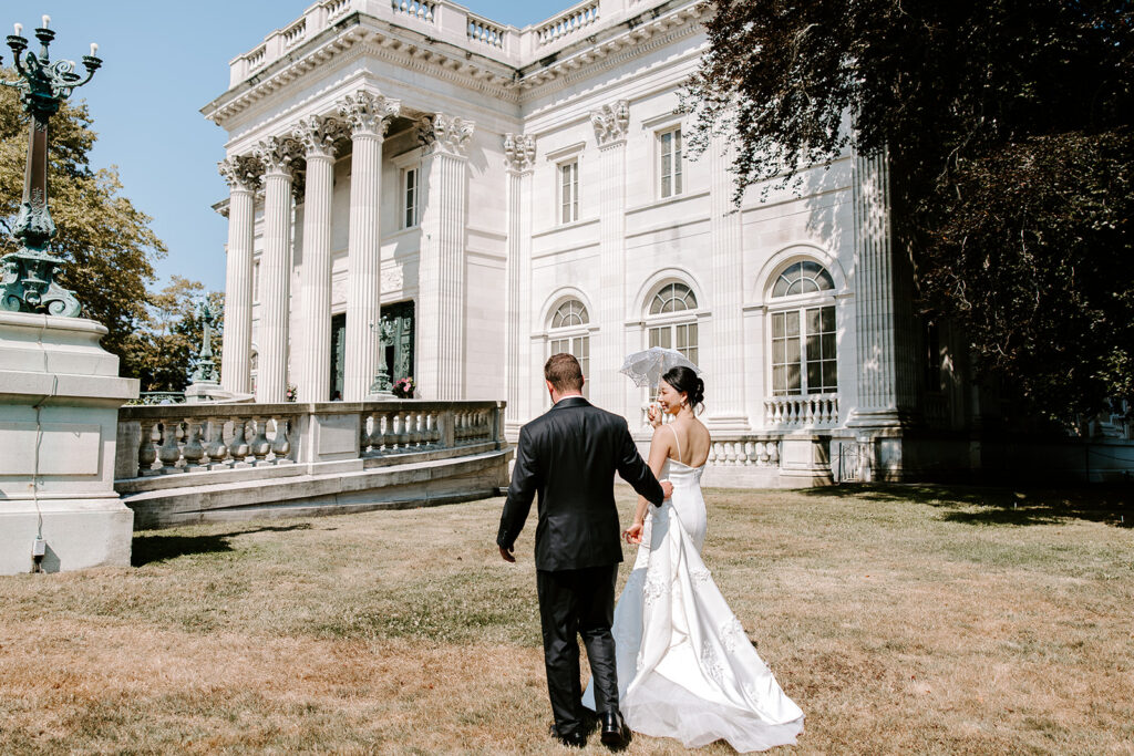 Wedding portraits at Marble House Vanderbilt estate Newport Rhode Island