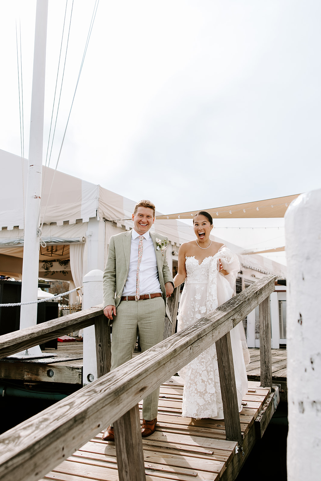 Bride and groom waterfront portraits Newport Rhode Island