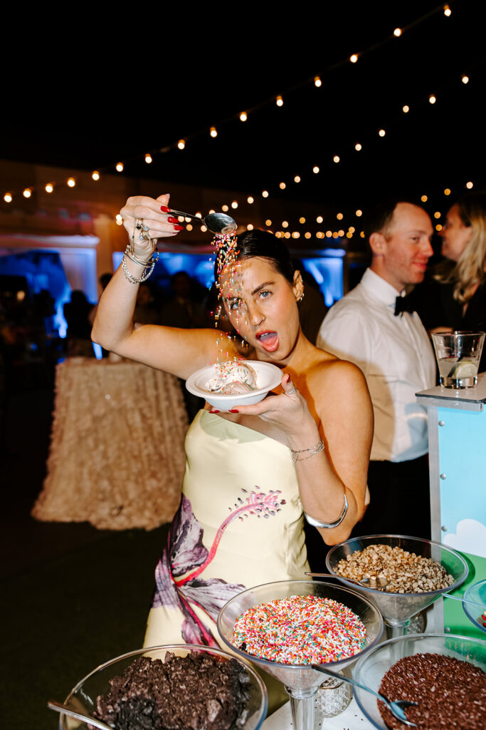 Ben and Jerrys ice cream cart wedding reception Newport dock