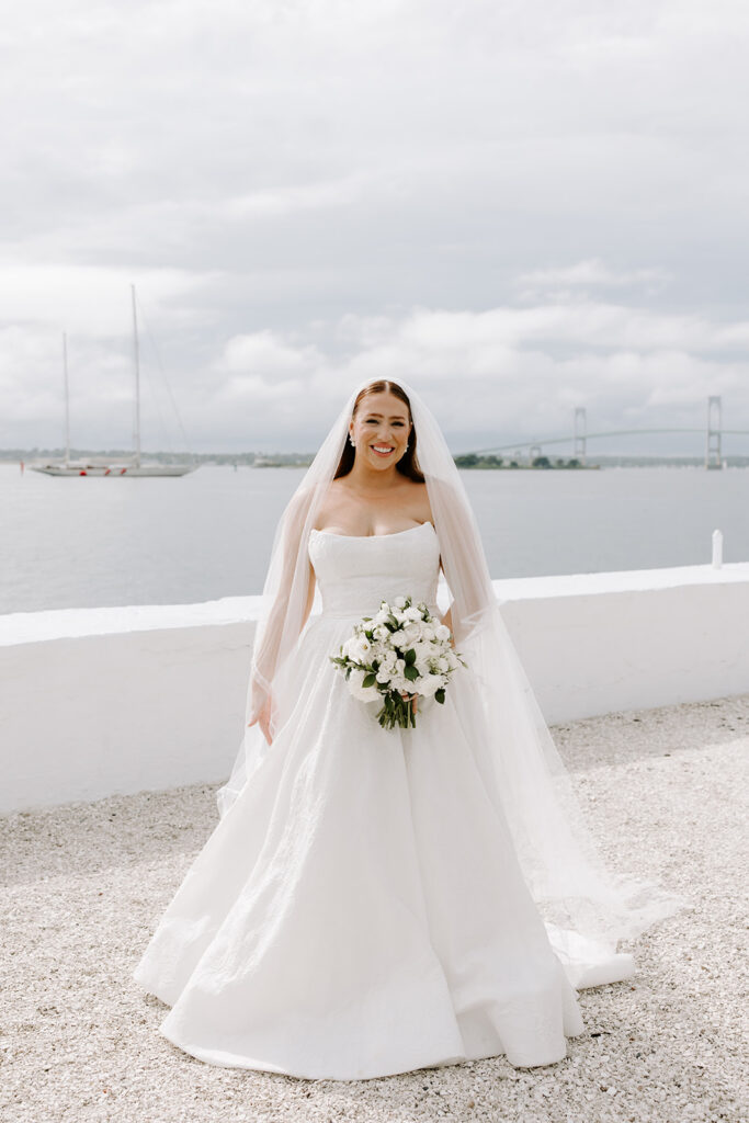 Couple portraits on the Ocean Lawn at Belle Mer Newport RI