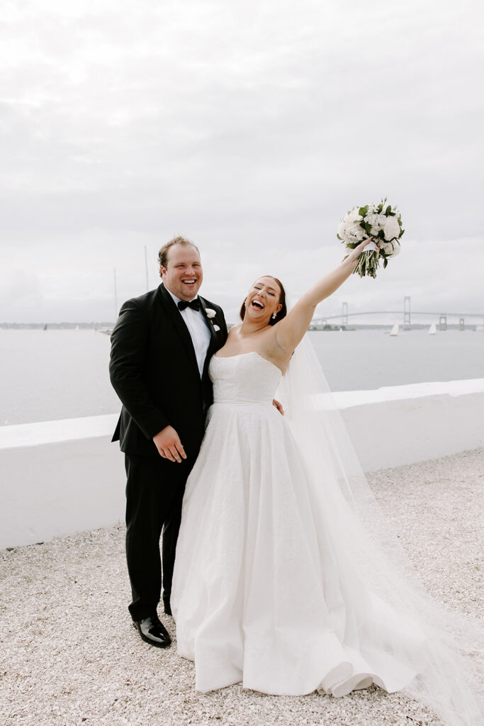 Bride and groom portraits at Belle Mer Newport Rhode Island wedding photographer